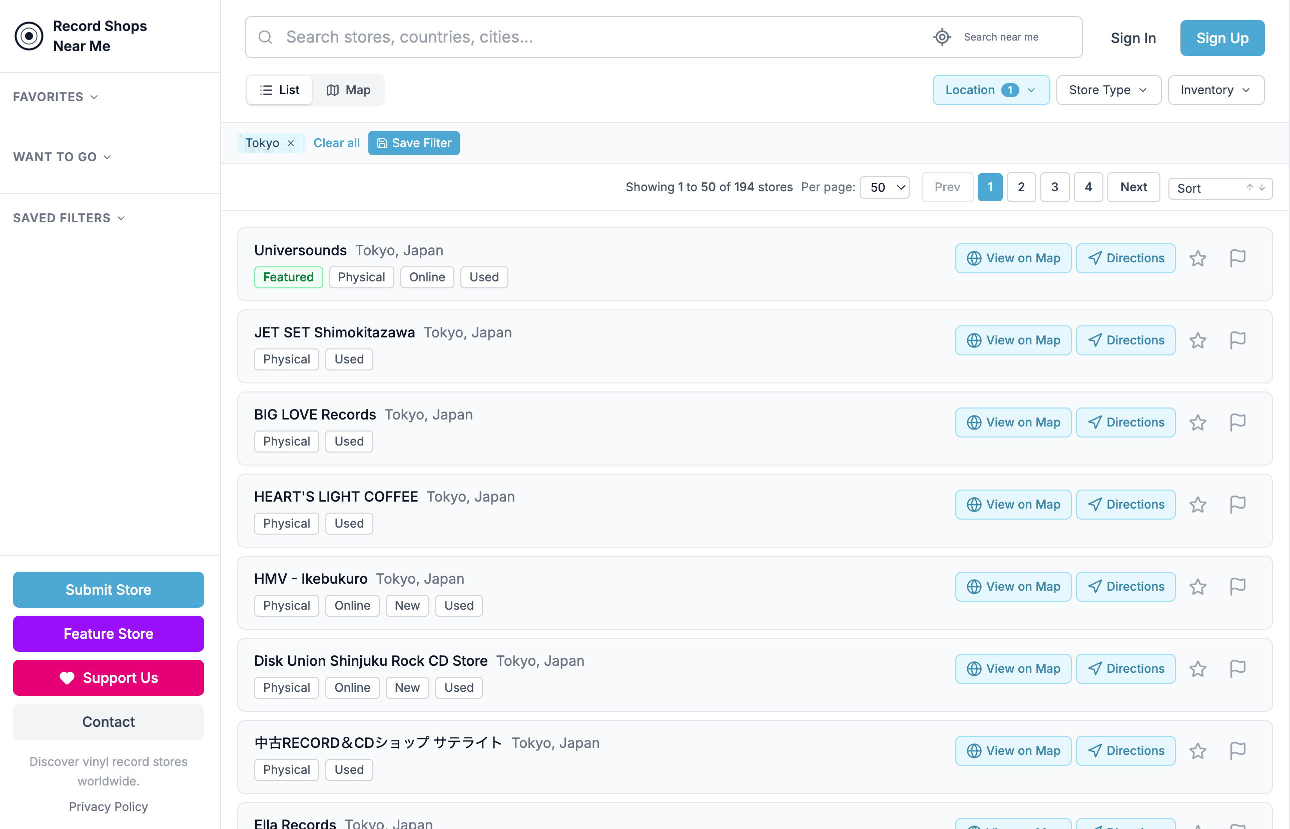 Featured badge example in the record shop list